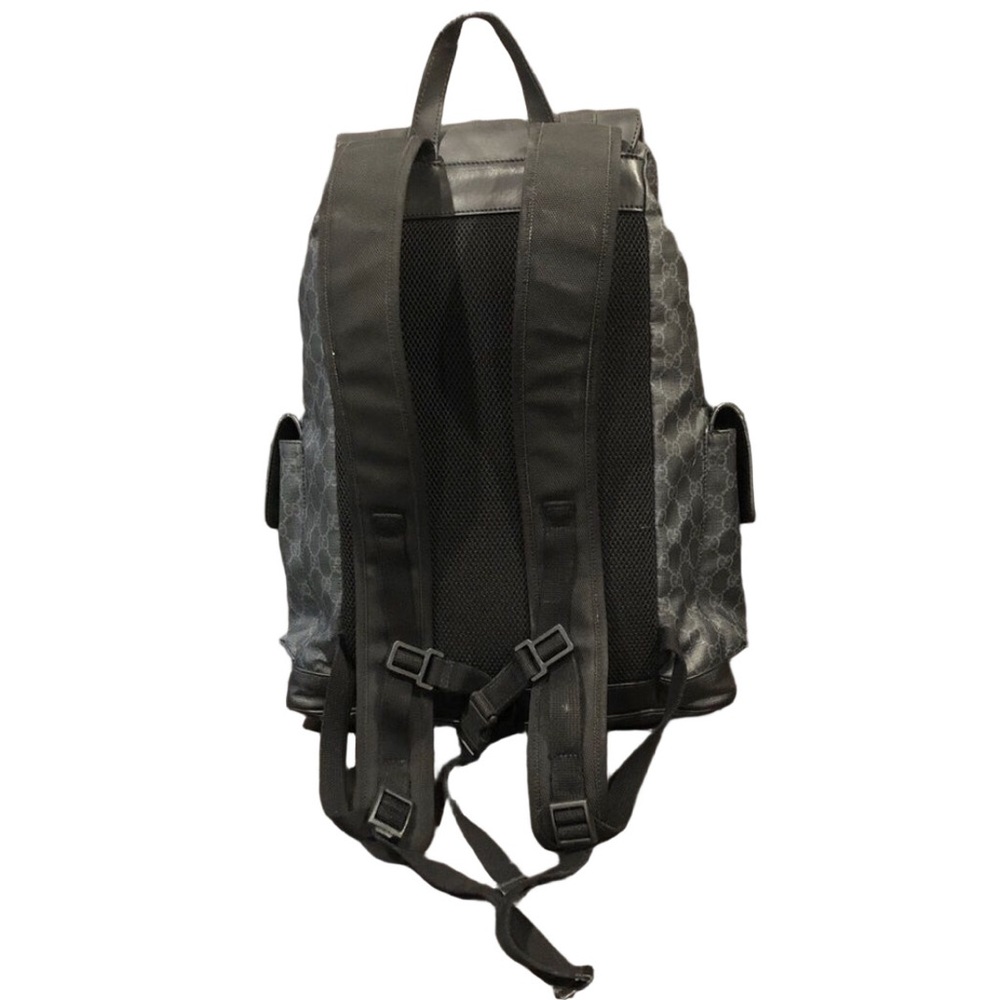 GUCCI GG SUPREME Backpack Black Soft Canvas Leather Large Size AUTHENTIC - Picture 10 of 17
